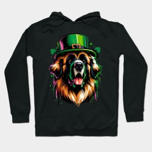 Leonberger Portrait in Saint Patrick's Day Style Hoodie